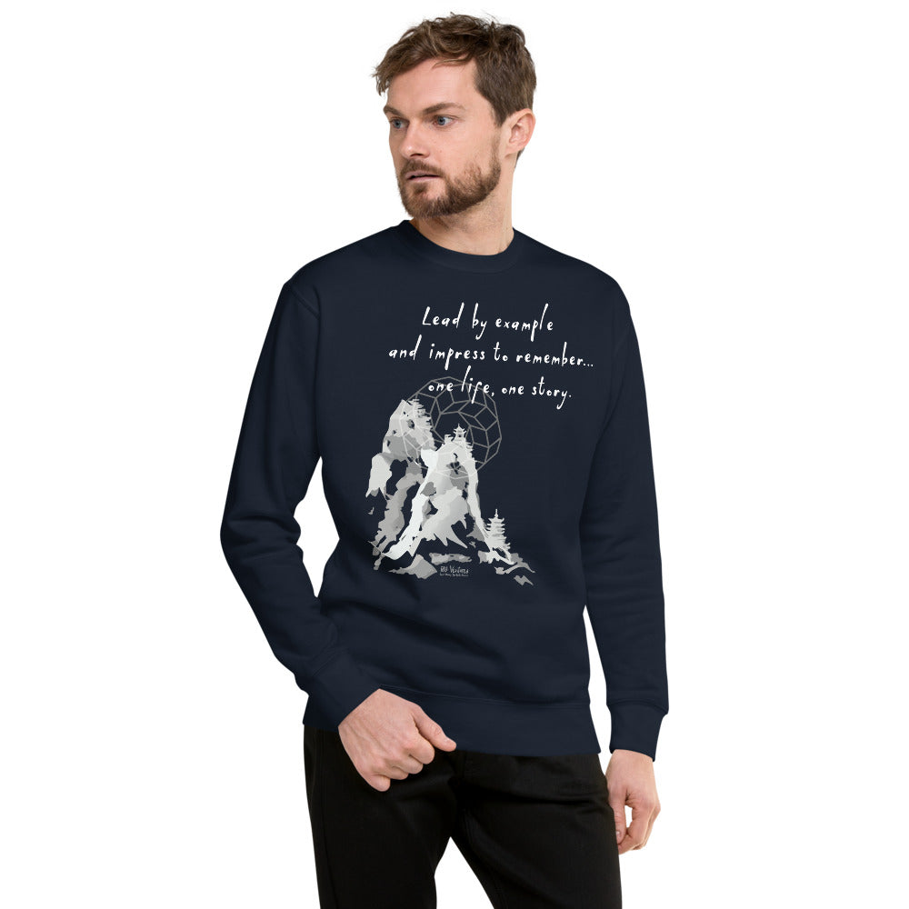 Lead By Example Haiku With Mountain Shrines on Unisex Fleece Pullover