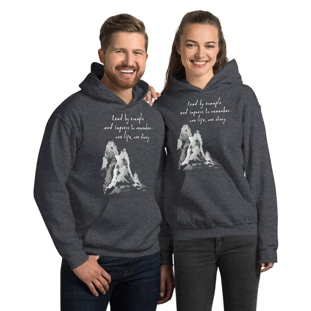 Lead By Example Haiku With Mountain Shrines on Unisex Heavy Blend Hoodie