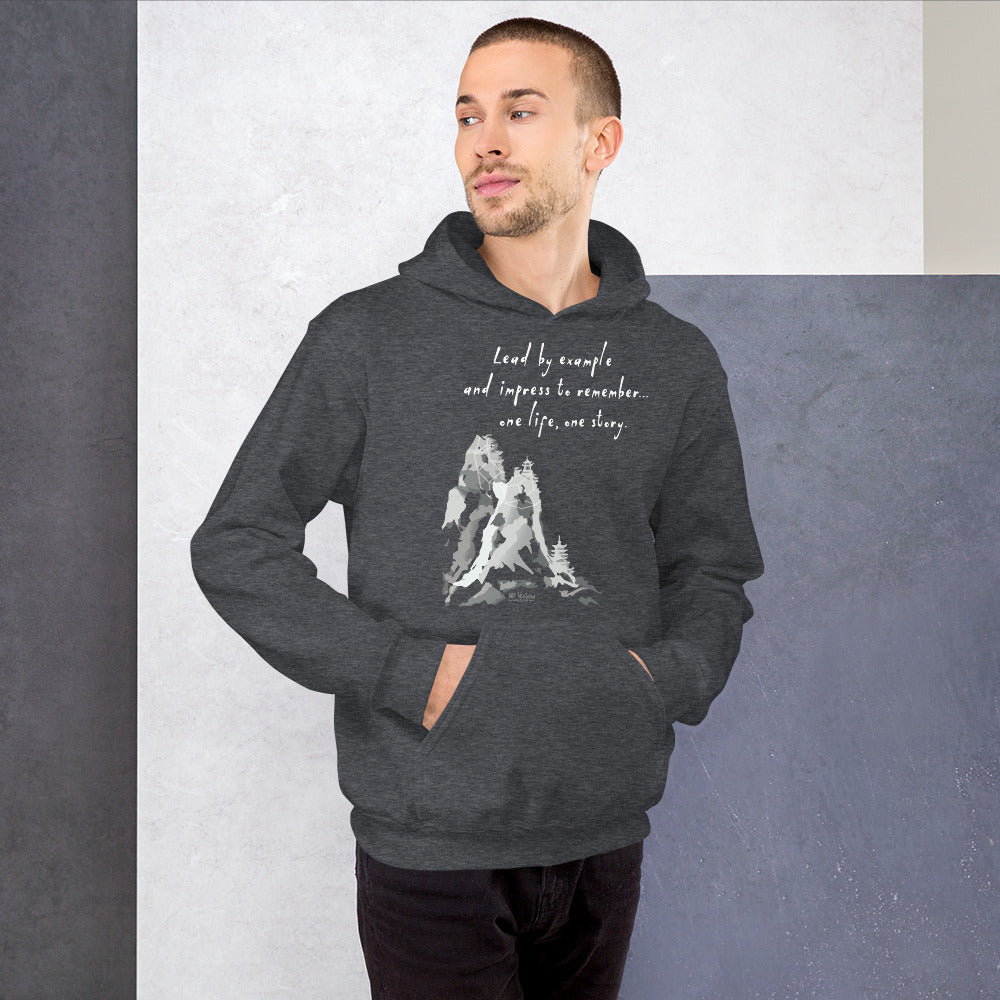 Lead By Example Haiku With Mountain Shrines on Unisex Heavy Blend Hoodie