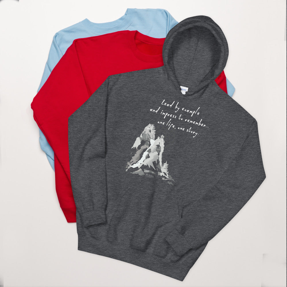 Lead By Example Haiku With Mountain Shrines on Unisex Heavy Blend Hoodie