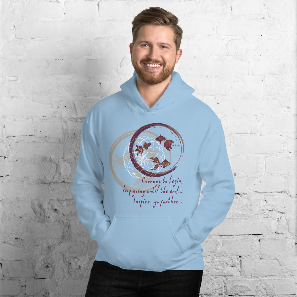 Courage To Begin Haiku With Fish on Unisex Heavy Blend Hoodie