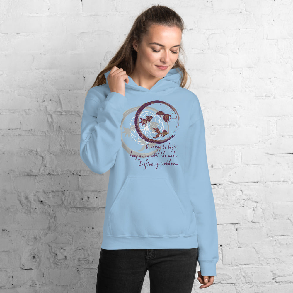 Courage To Begin Haiku With Fish on Unisex Heavy Blend Hoodie