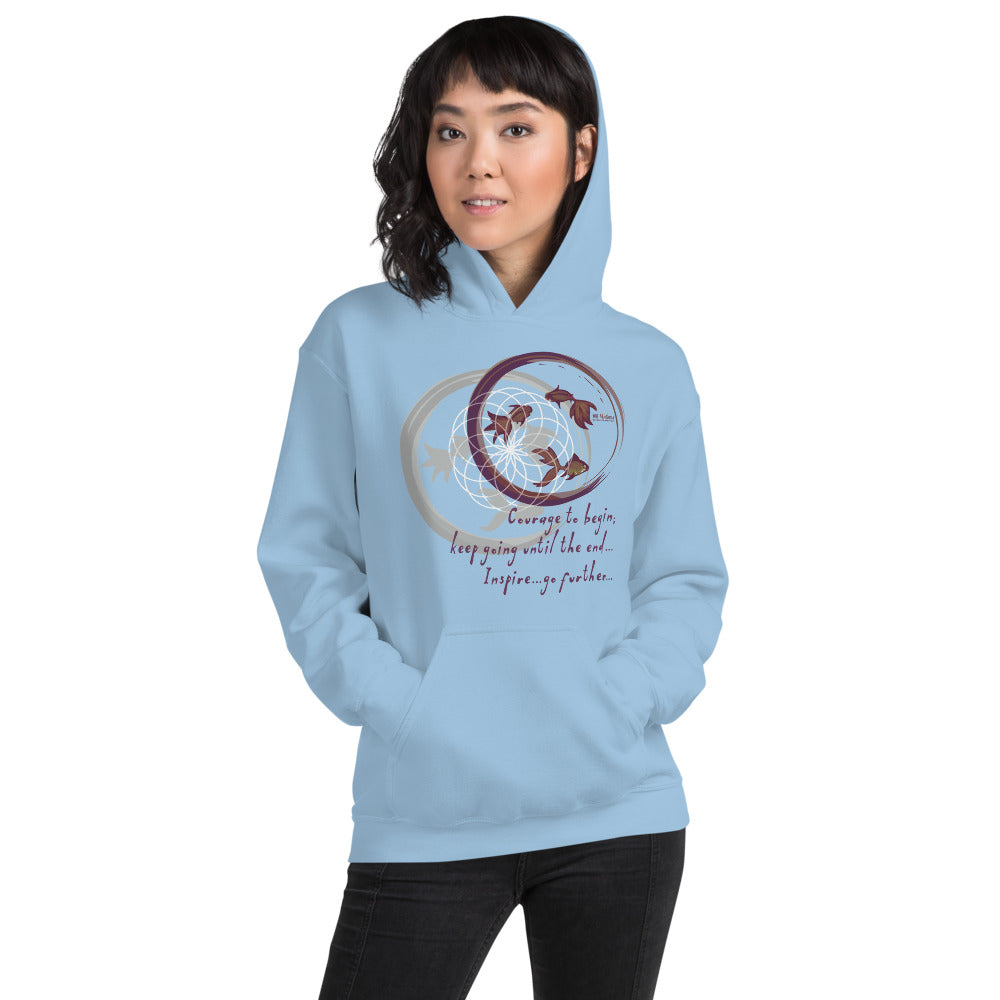 Courage To Begin Haiku With Fish on Unisex Heavy Blend Hoodie