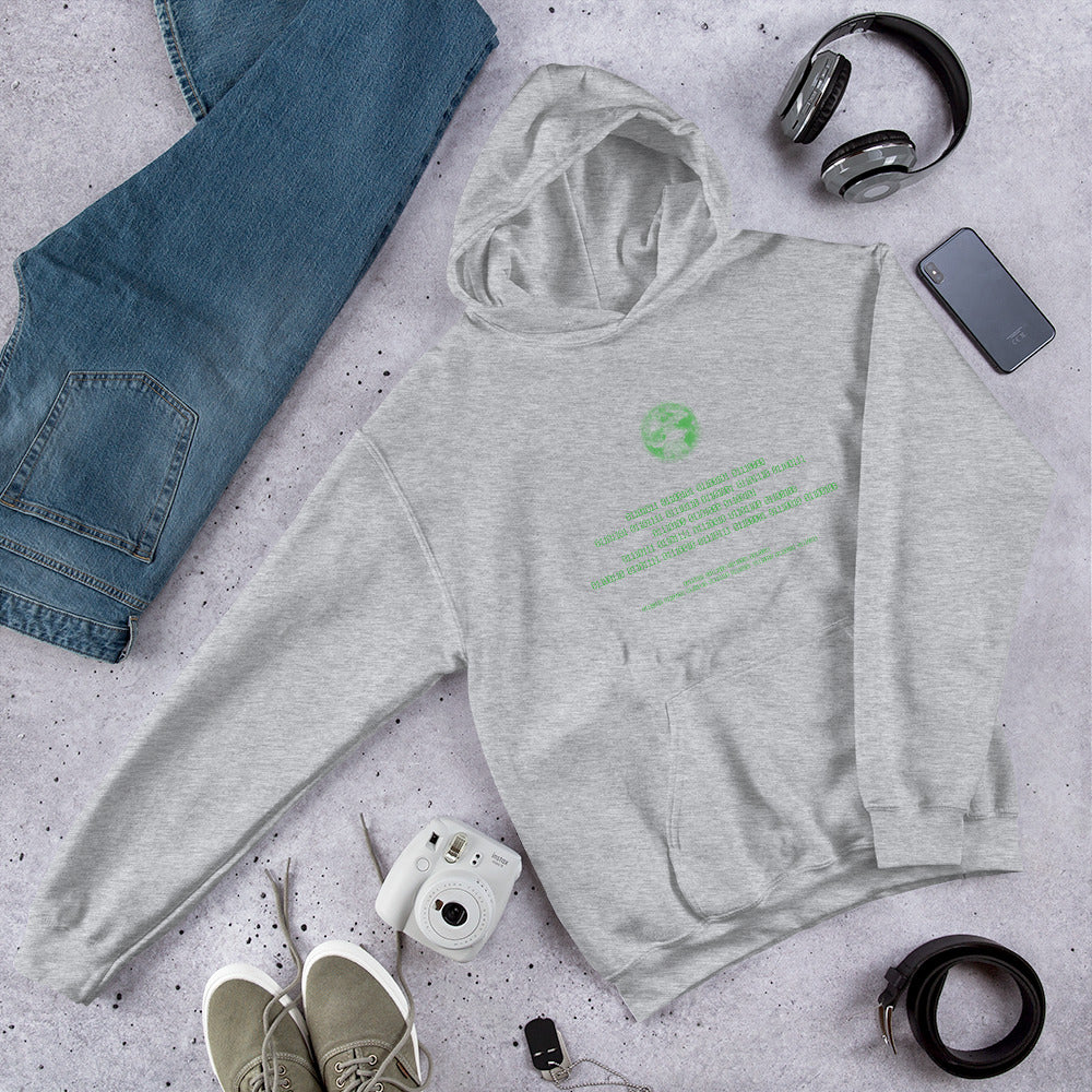 Binary Instructions To Keep Moving The World Forward With Vitruvian Earth In Green on Unisex Heavy Blend Hoodie