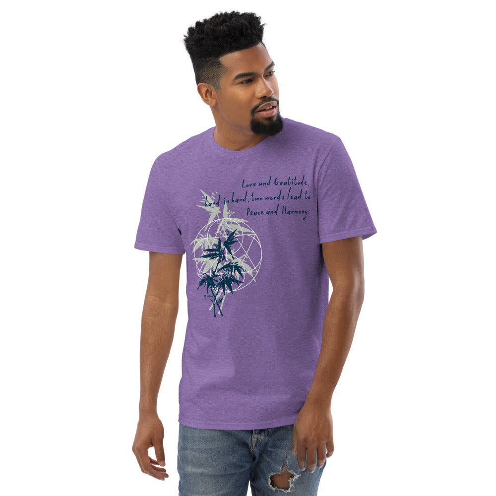 Love Gratitude Peace Harmony Haiku With Bamboo on Men's Short-Sleeve T-Shirt