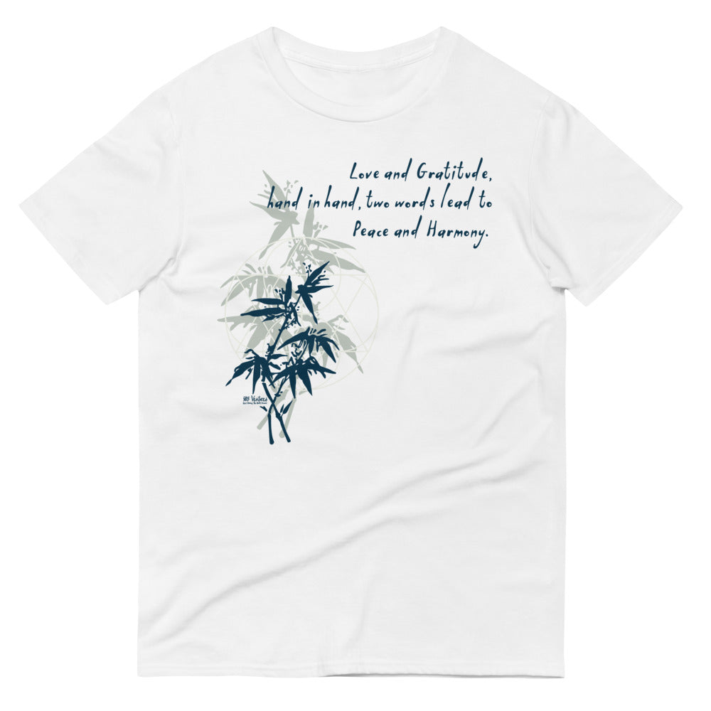 Love Gratitude Peace Harmony Haiku With Bamboo on Men's Short-Sleeve T-Shirt