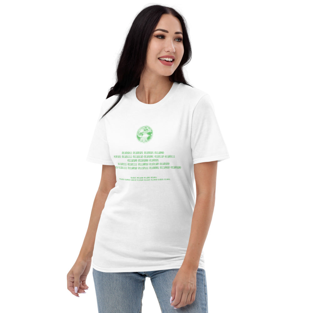 Binary Instructions To Keep Moving The World Forward With Vitruvian Earth In Green on Men's Short-Sleeve T-Shirt