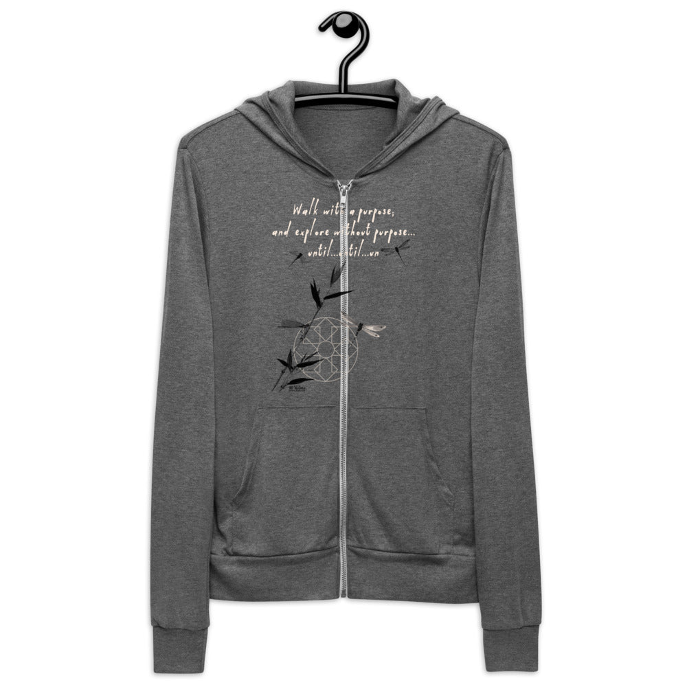 Walk With A Purpose Haiku With Dragonfly on Unisex Lightweight Zip Hoodie