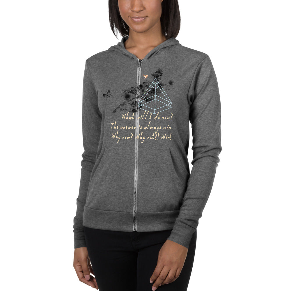 Always Win Now Haiku With Butterfly on Unisex Lightweight Zip Hoodie