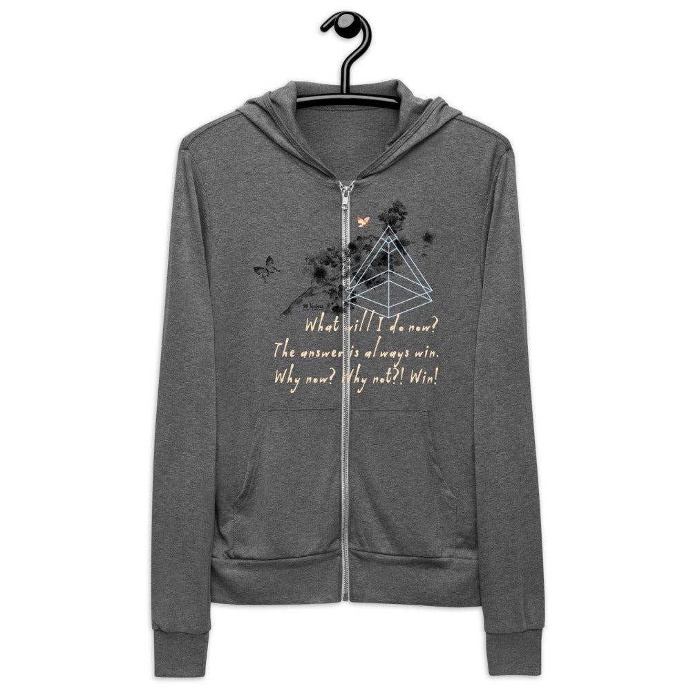 Always Win Now Haiku With Butterfly on Unisex Lightweight Zip Hoodie