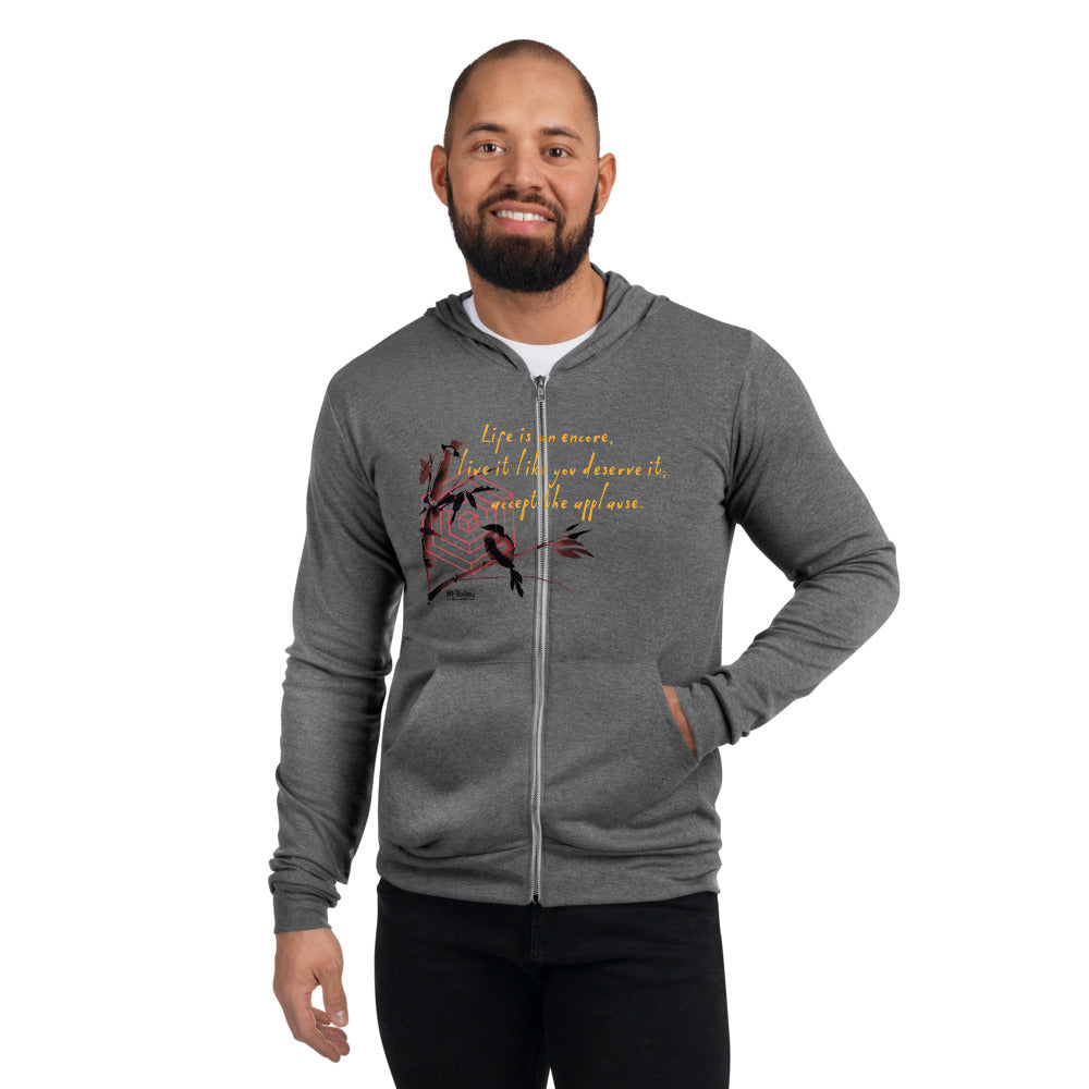 Life Is An Encore Haiku With Wren on Unisex Lightweight Zip Hoodie