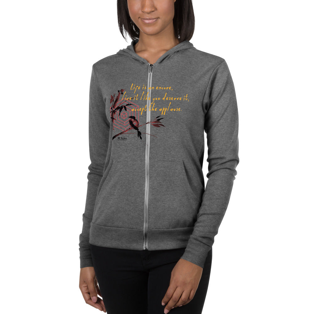 Life Is An Encore Haiku With Wren on Unisex Lightweight Zip Hoodie