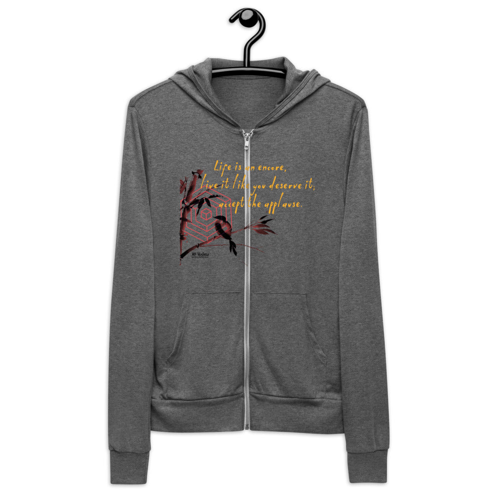 Life Is An Encore Haiku With Wren on Unisex Lightweight Zip Hoodie