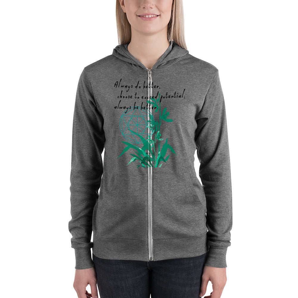 Always Better Haiku With Lilies on Unisex Lightweight Zip Hoodie