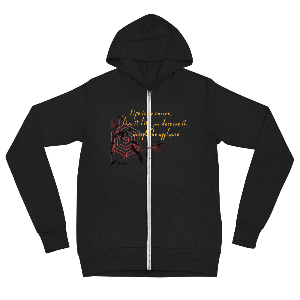 Life Is An Encore Haiku With Wren on Unisex Lightweight Zip Hoodie