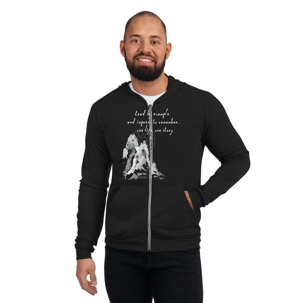 Lead By Example Haiku With Mountain Shrines on Unisex Lightweight Zip Hoodie