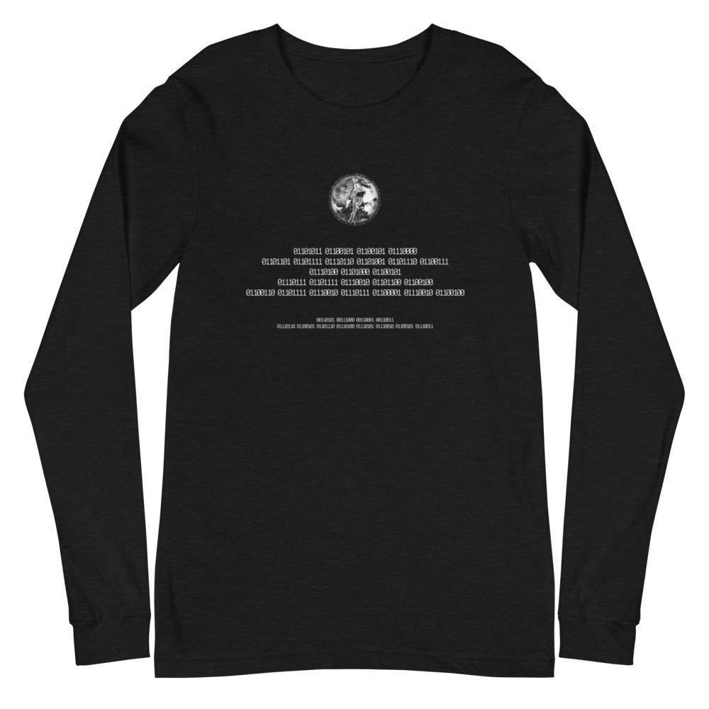 Binary Instructions To Keep Moving The World Forward With Venusian Earth In White on Unisex Long Sleeve T-Shirt