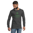 Binary Instructions To Keep Moving The World Forward With Vitruvian Earth In Green on Unisex Long Sleeve T-Shirt