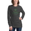 Binary Instructions To Keep Moving The World Forward With Vitruvian Earth In Green on Unisex Long Sleeve T-Shirt