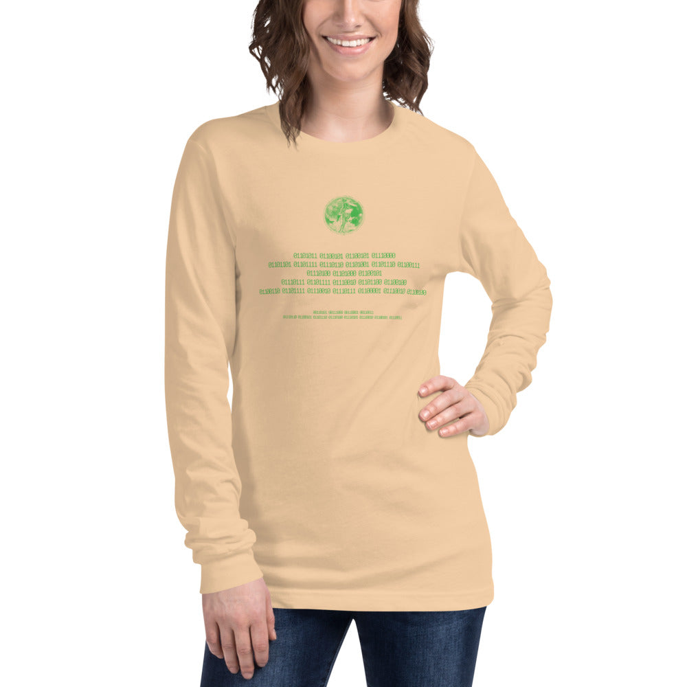 Binary Instructions To Keep Moving The World Forward With Venusian Earth In Green on Unisex Long Sleeve T-Shirt