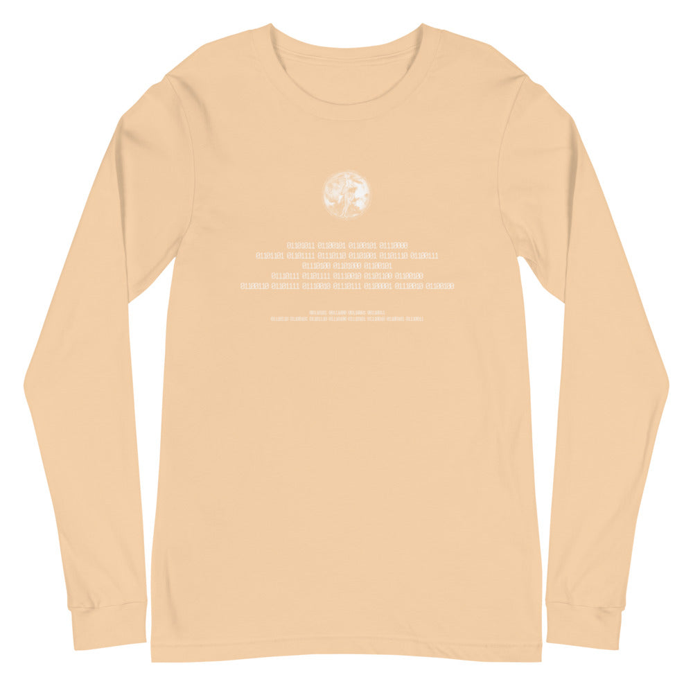 Binary Instructions To Keep Moving The World Forward With Venusian Earth In White on Unisex Long Sleeve T-Shirt