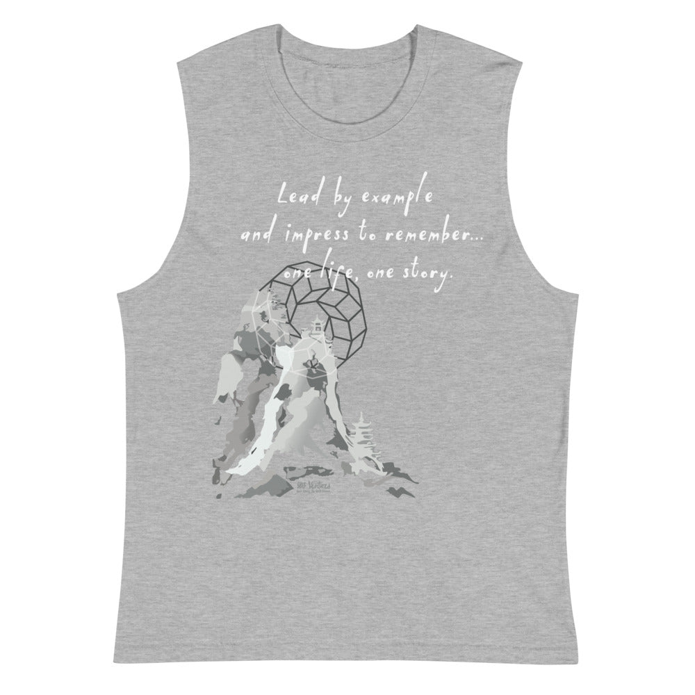 Lead By Example Haiku With Mountain Shrines on Men's Muscle Shirt