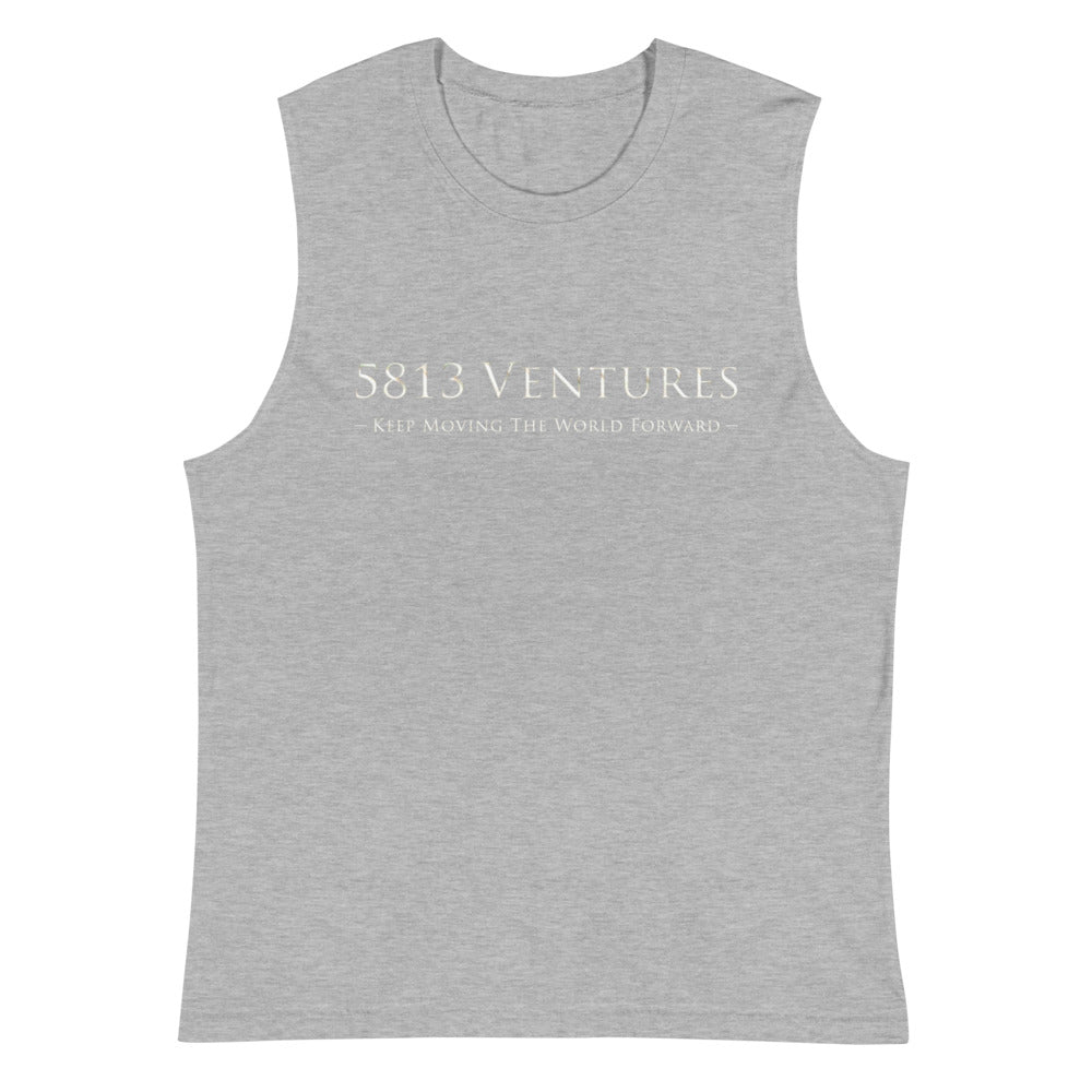 5813 Ventures Logo In Pearl on Men's Muscle Shirt