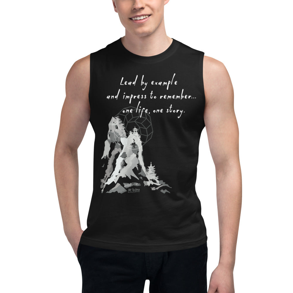 Lead By Example Haiku With Mountain Shrines on Men's Muscle Shirt