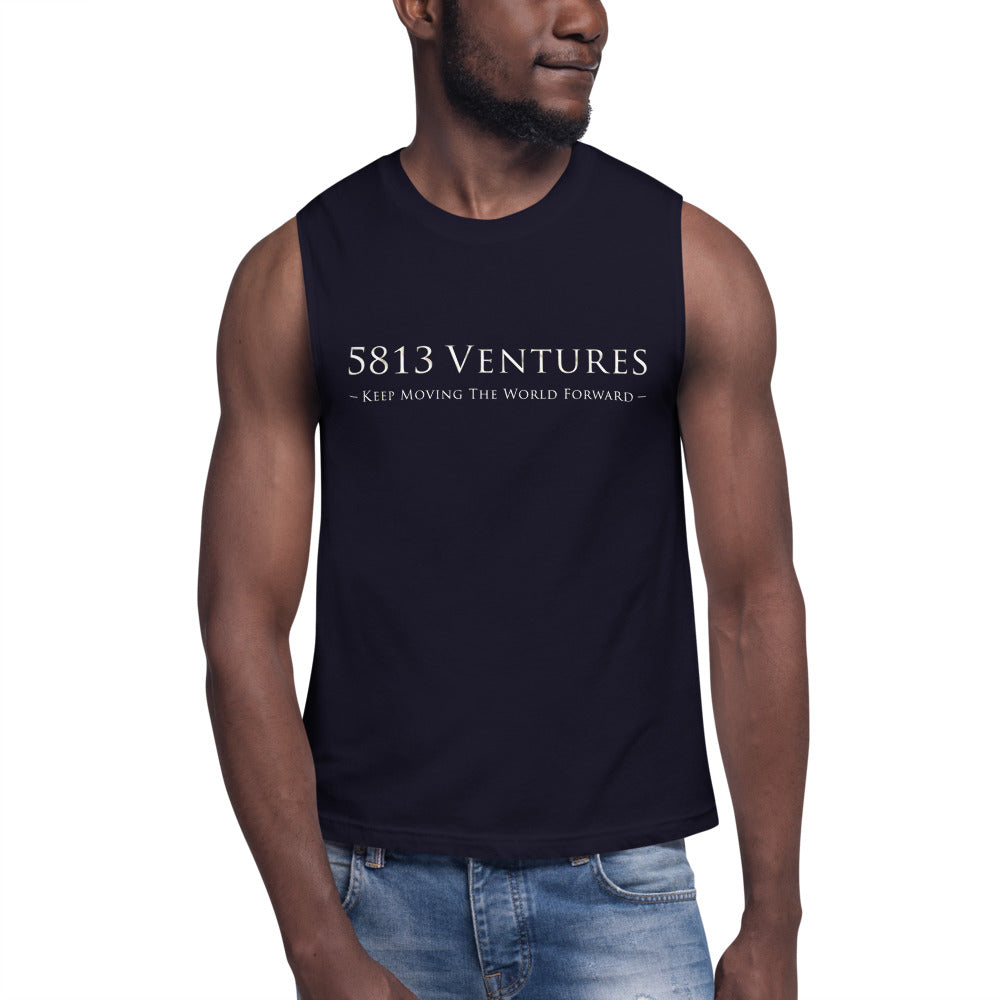 5813 Ventures Logo In Pearl on Men's Muscle Shirt