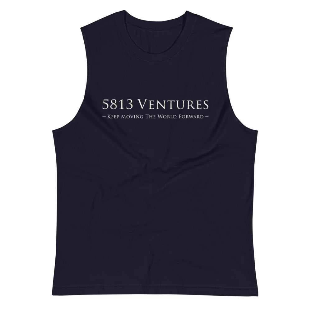 5813 Ventures Logo In Pearl on Men's Muscle Shirt