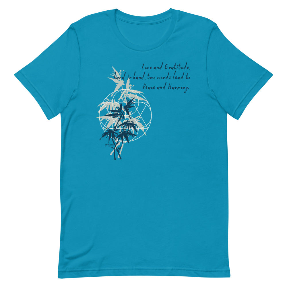 Love Gratitude Peace Harmony Haiku With Bamboo on Unisex Premium T-Shirt - XS-M