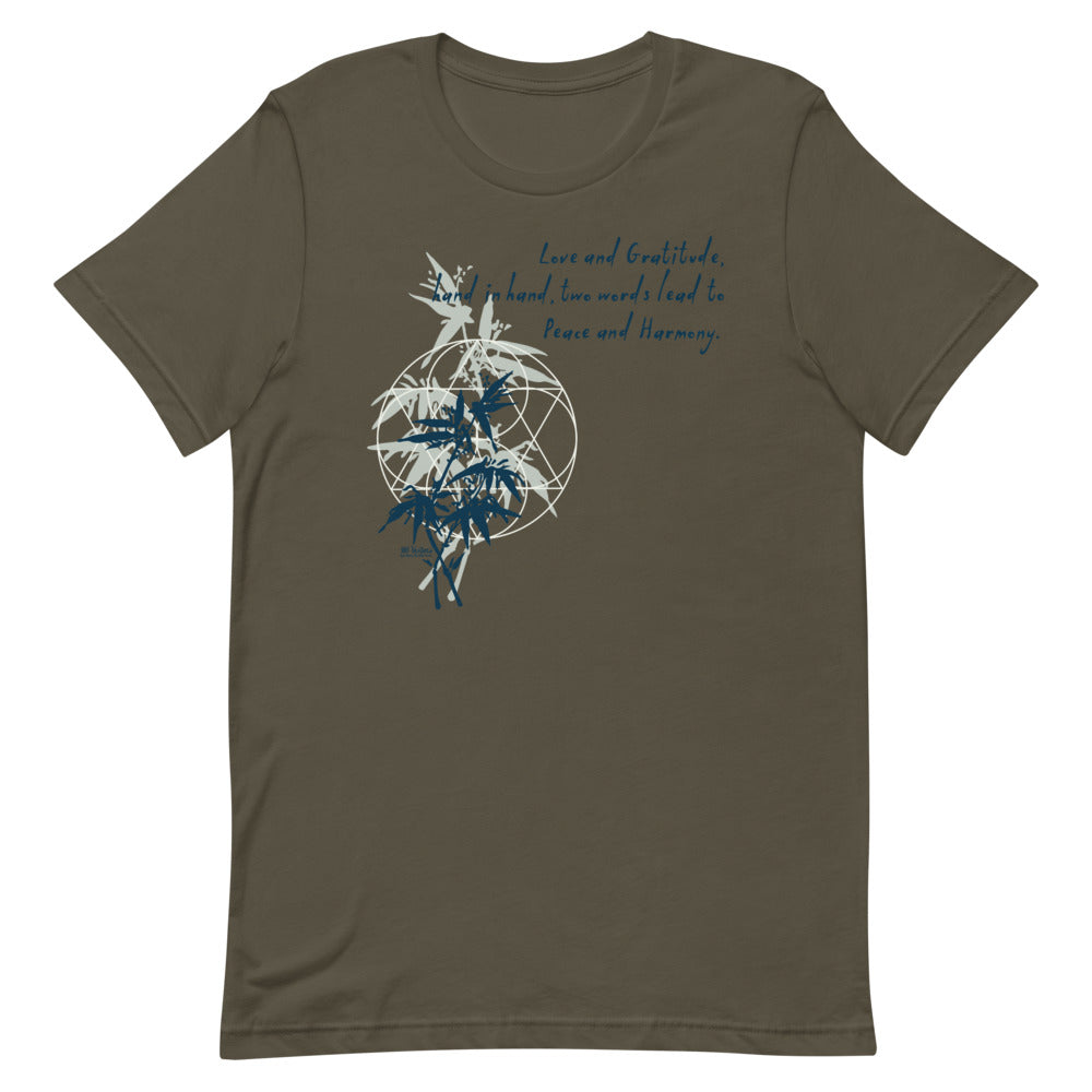 Love Gratitude Peace Harmony Haiku With Bamboo on Unisex Premium T-Shirt - XS-M