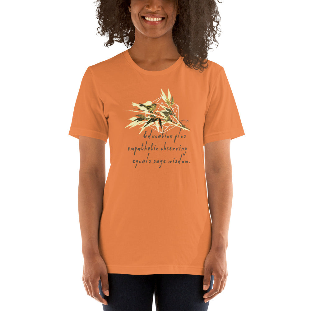 Sage Wisdom Haiku With Sparrow on Unisex Premium T-Shirt - M-L