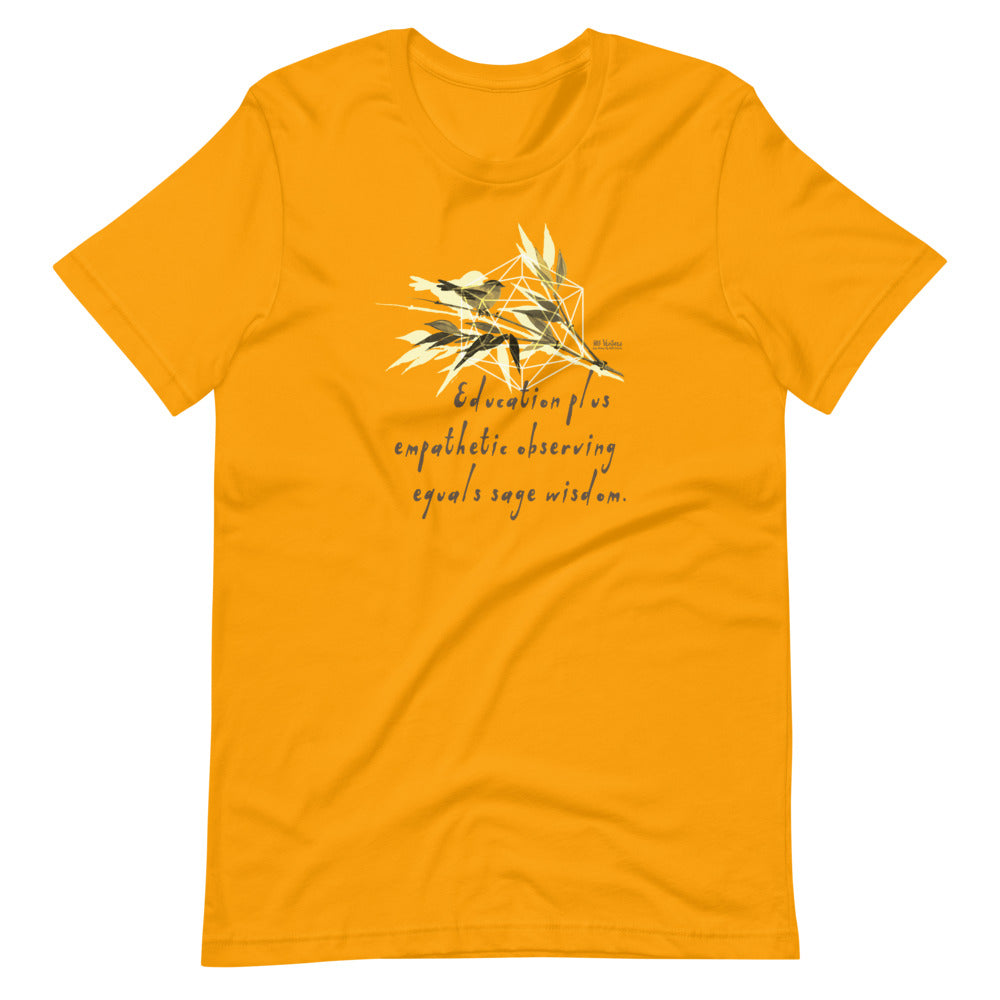 Sage Wisdom Haiku With Sparrow on Unisex Premium T-Shirt - M-L