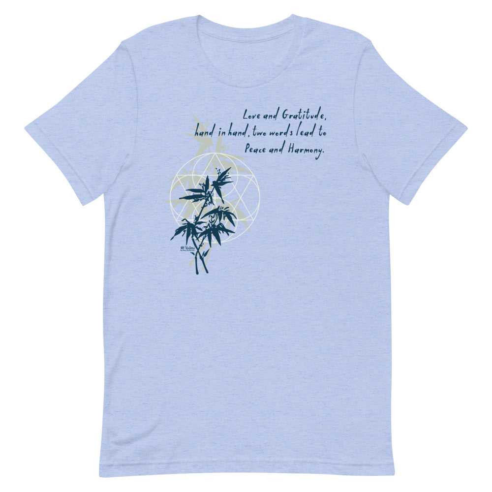 Love Gratitude Peace Harmony Haiku With Bamboo on Unisex Premium T-Shirt - XS-M