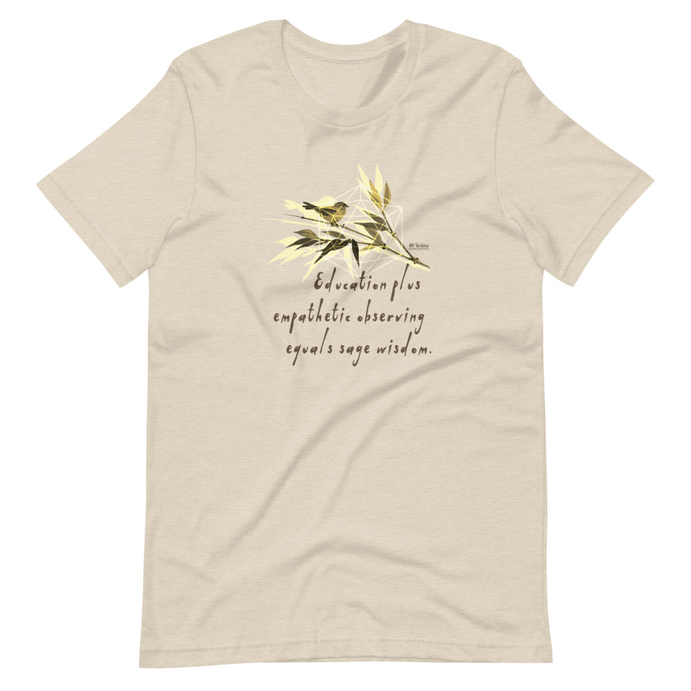 Sage Wisdom Haiku With Sparrow on Unisex Premium T-Shirt - XS-S