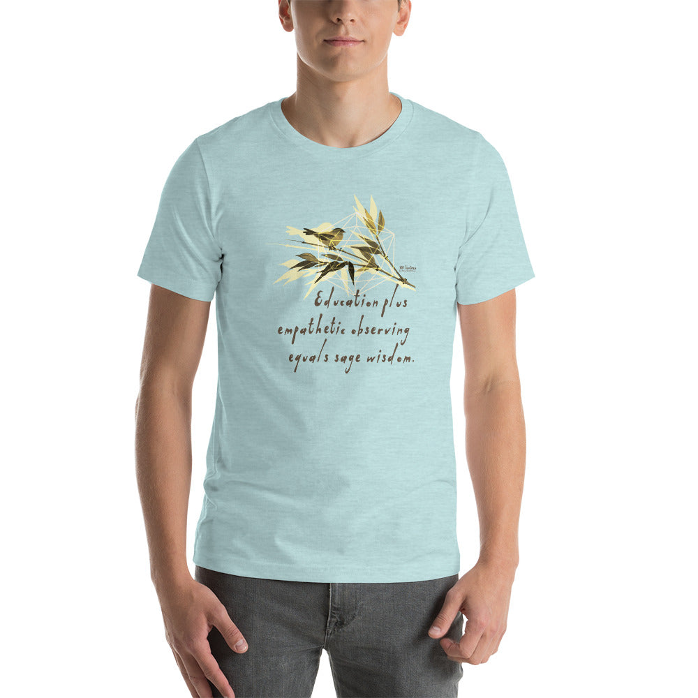 Sage Wisdom Haiku With Sparrow on Unisex Premium T-Shirt - XS-S