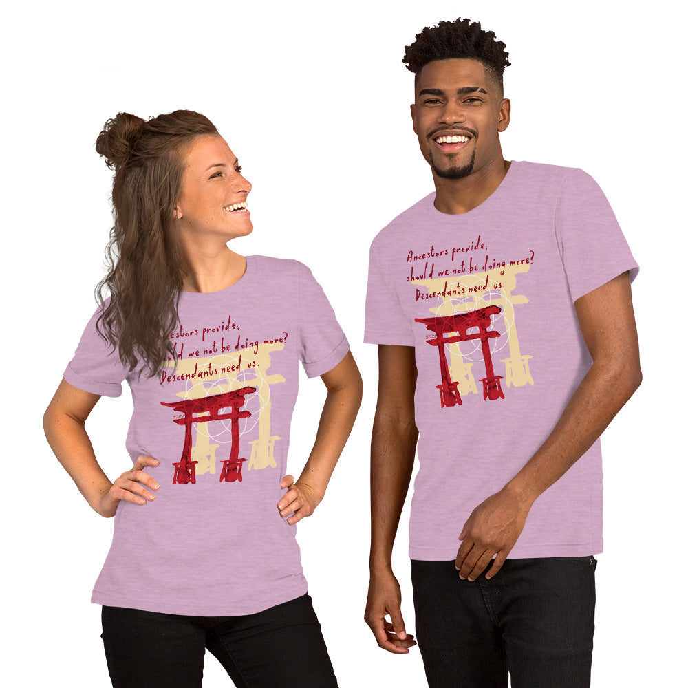 Descendants Need Ancestors Haiku With Pagoda on Unisex Premium T-Shirt - XS-S