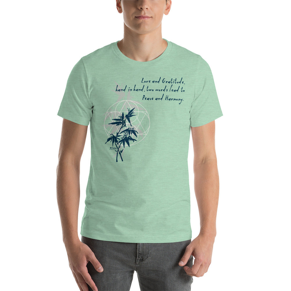 Love Gratitude Peace Harmony Haiku With Bamboo on Unisex Premium T-Shirt - XS-M