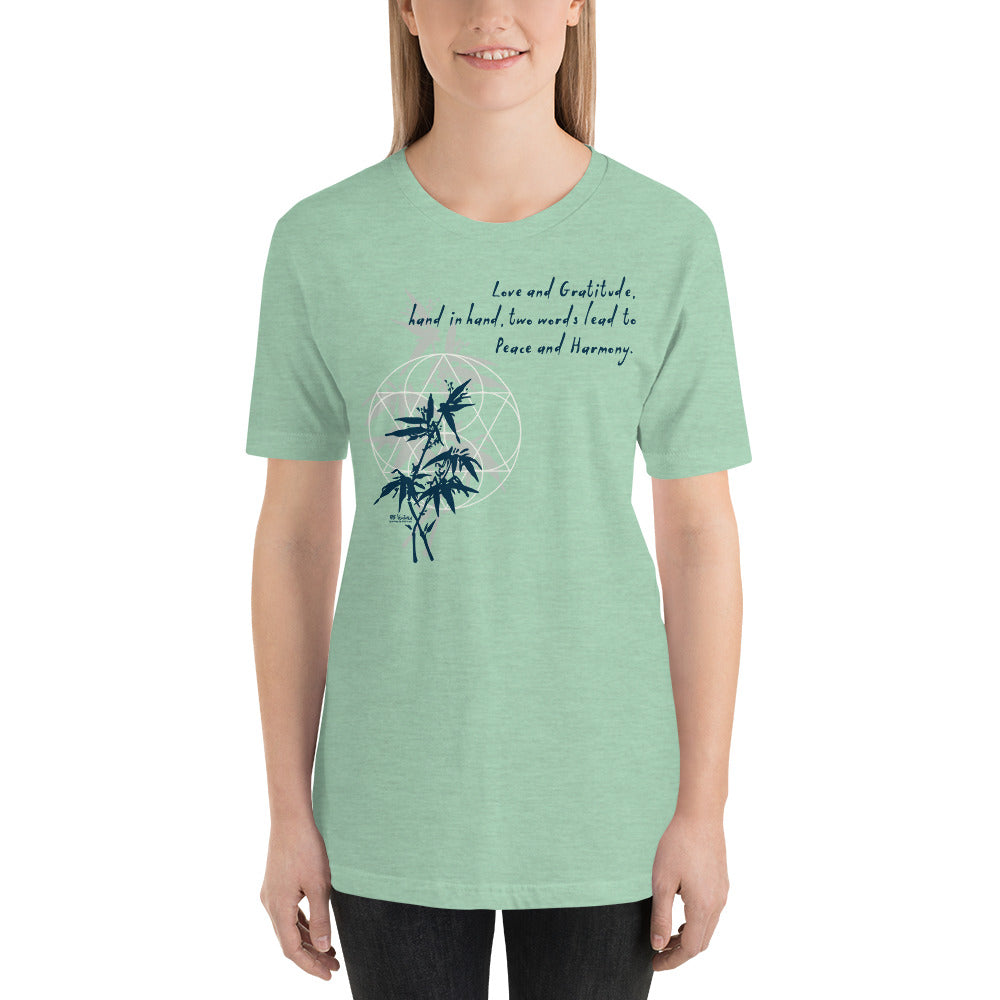 Love Gratitude Peace Harmony Haiku With Bamboo on Unisex Premium T-Shirt - XS-M