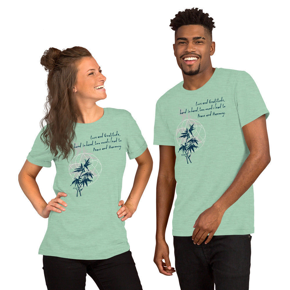 Love Gratitude Peace Harmony Haiku With Bamboo on Unisex Premium T-Shirt - XS-M