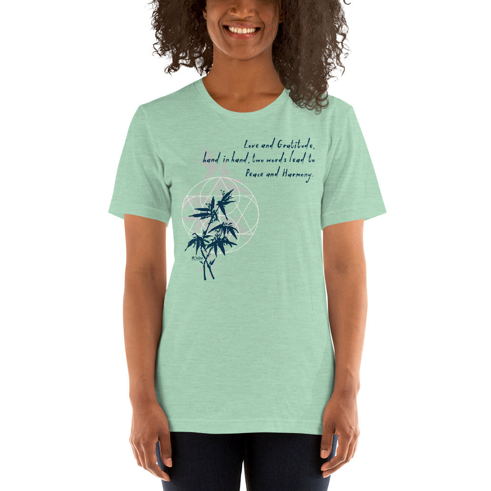 Love Gratitude Peace Harmony Haiku With Bamboo on Unisex Premium T-Shirt - XS-M