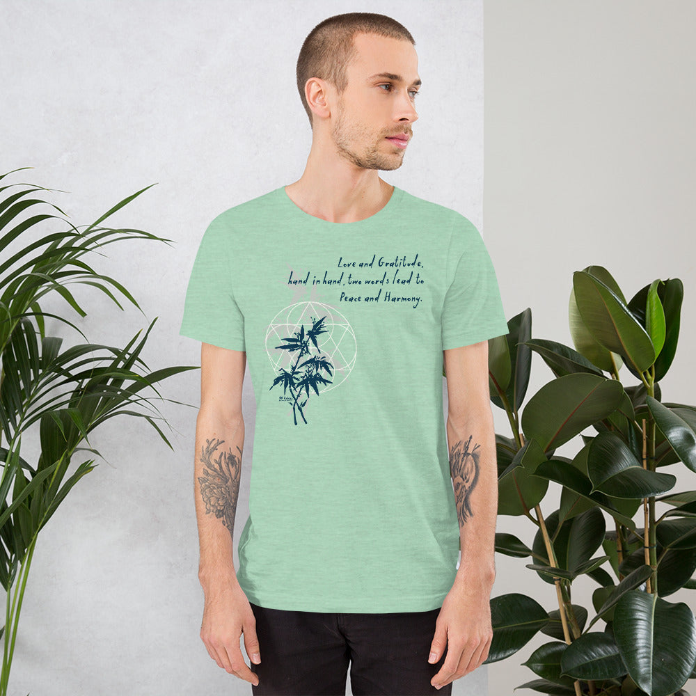 Love Gratitude Peace Harmony Haiku With Bamboo on Unisex Premium T-Shirt - XS-M