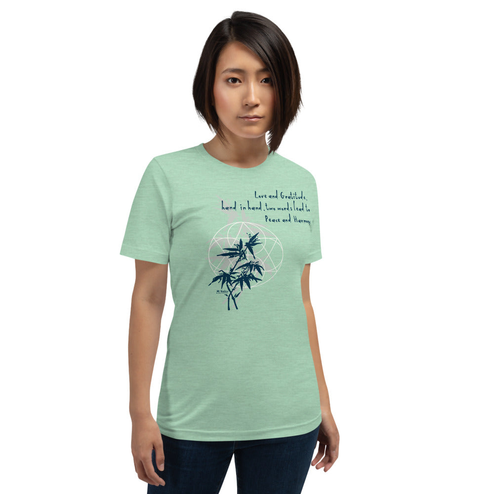 Love Gratitude Peace Harmony Haiku With Bamboo on Unisex Premium T-Shirt - XS-M