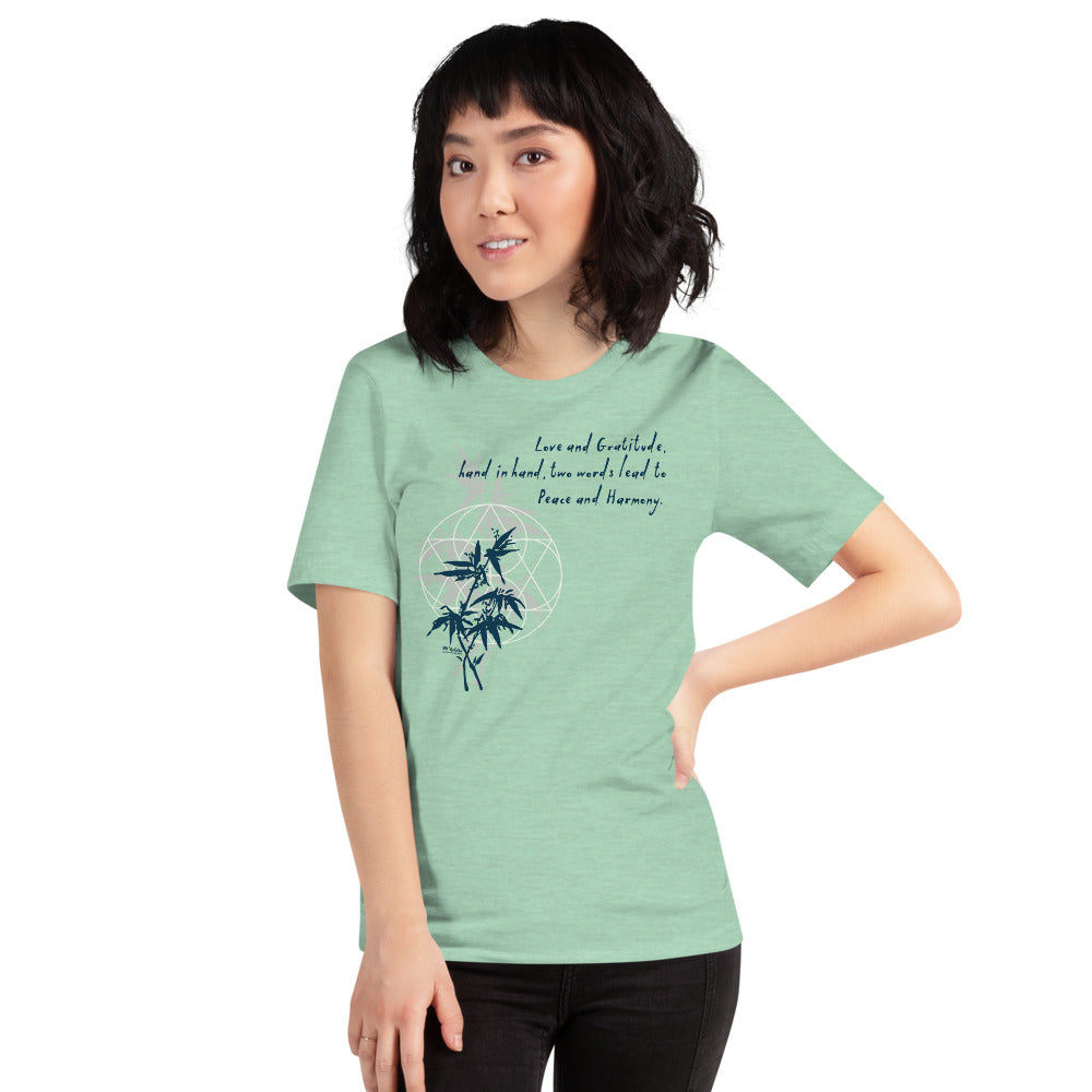 Love Gratitude Peace Harmony Haiku With Bamboo on Unisex Premium T-Shirt - XS-M