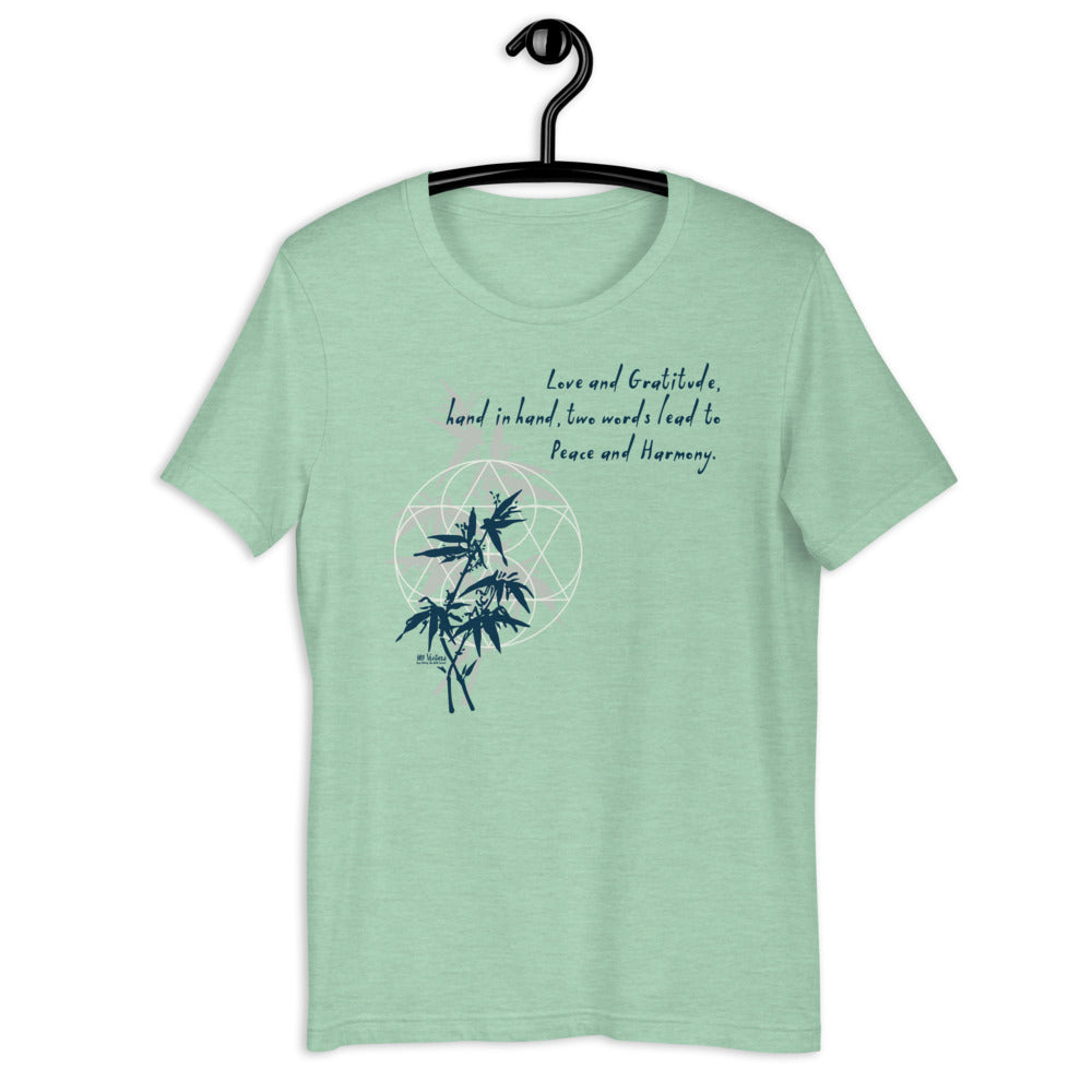 Love Gratitude Peace Harmony Haiku With Bamboo on Unisex Premium T-Shirt - XS-M