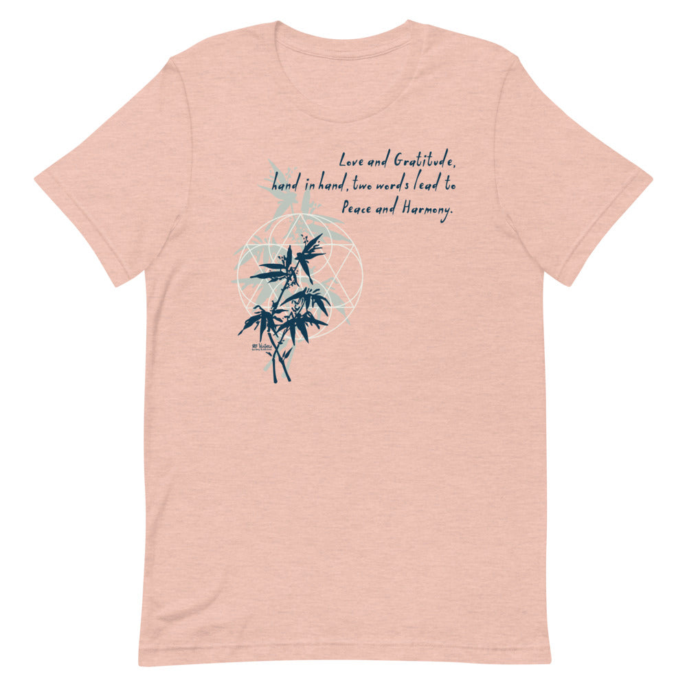 Love Gratitude Peace Harmony Haiku With Bamboo on Unisex Premium T-Shirt - XS-M