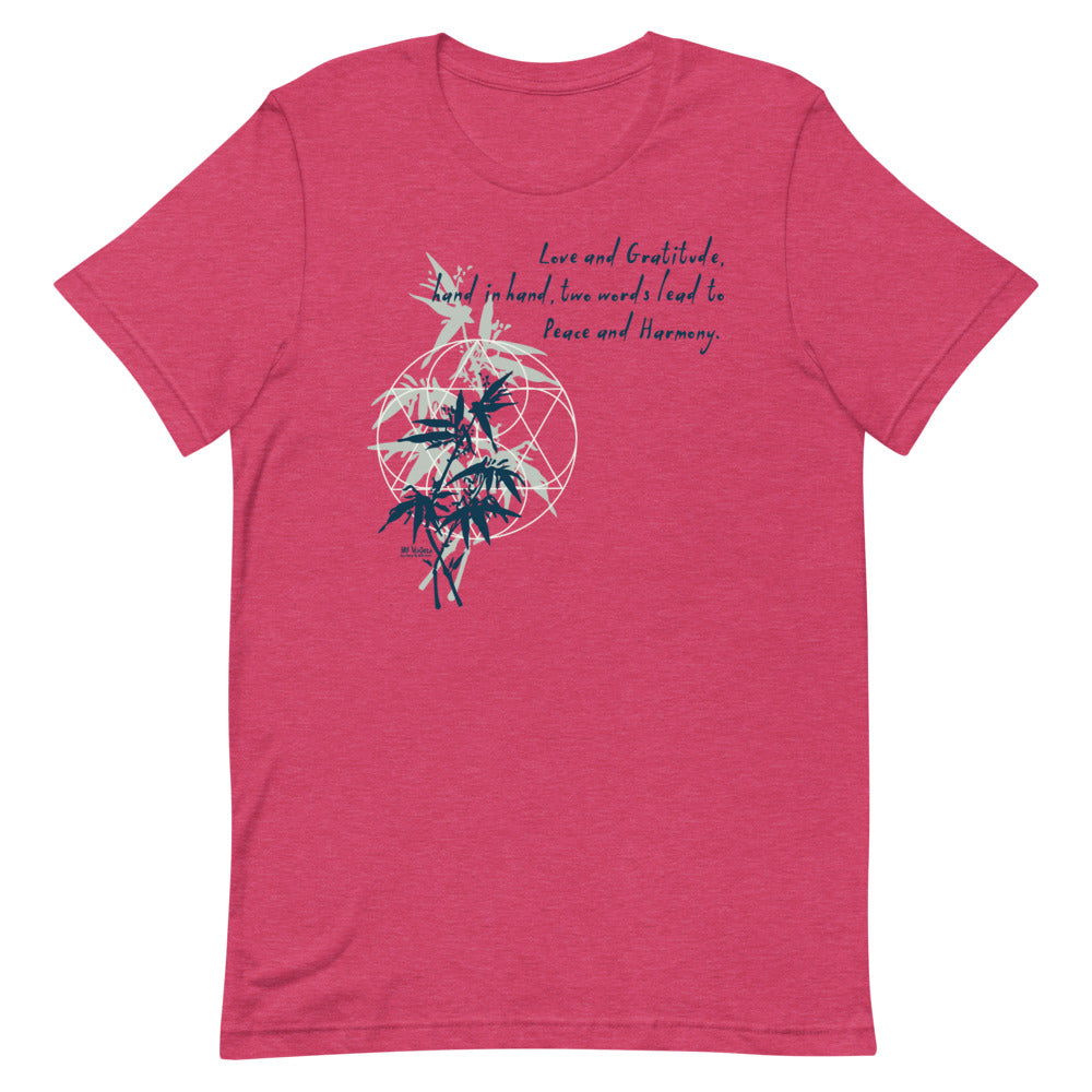 Love Gratitude Peace Harmony Haiku With Bamboo on Unisex Premium T-Shirt - XS-M