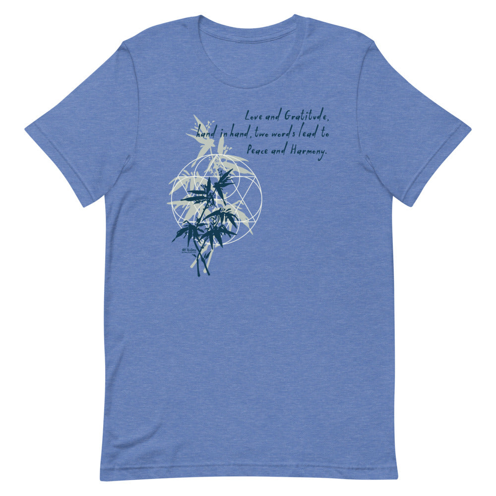 Love Gratitude Peace Harmony Haiku With Bamboo on Unisex Premium T-Shirt - XS-M