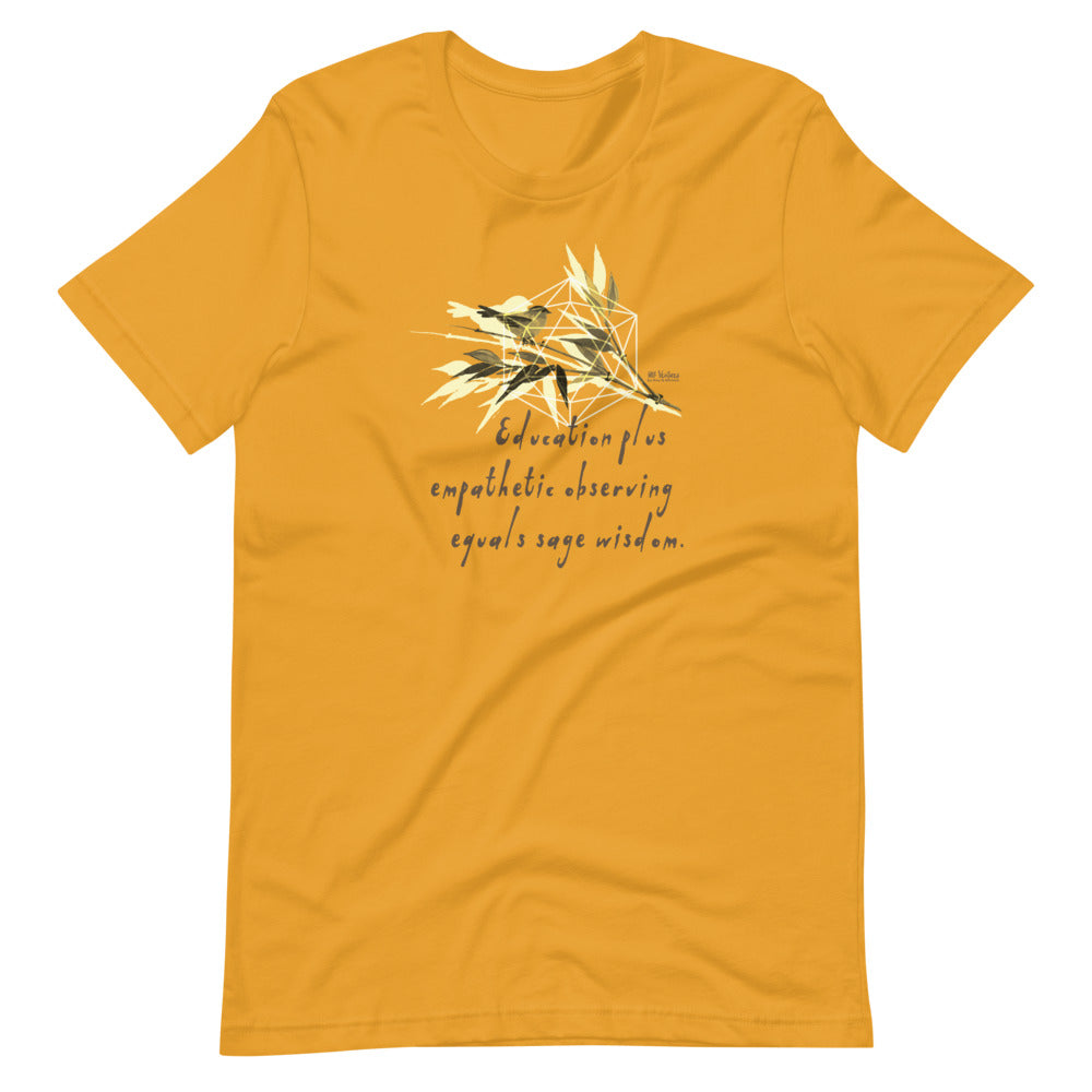 Sage Wisdom Haiku With Sparrow on Unisex Premium T-Shirt - M-L